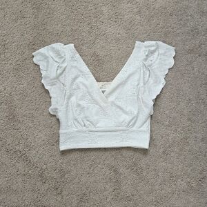 Urban Romantics Cropped Eyelet Top Size Small